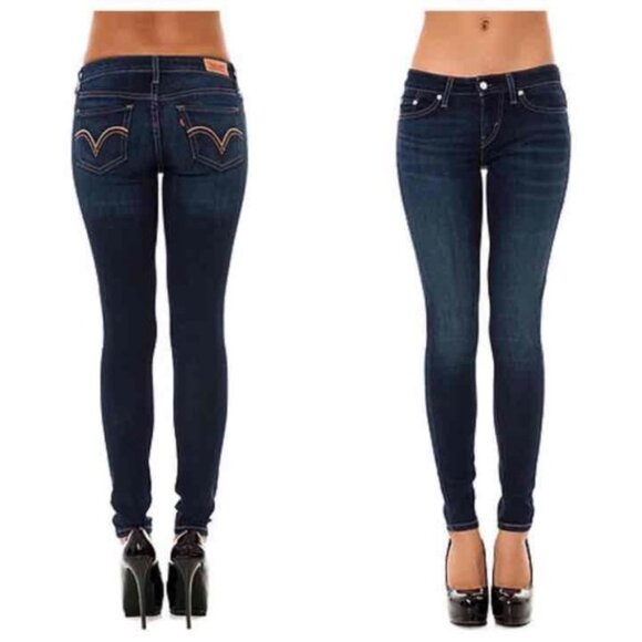 Levi's Dark Blue Wash Legging Stretch Denim Jegging Skinny Jeans 27x32 - Picture 1 of 8
